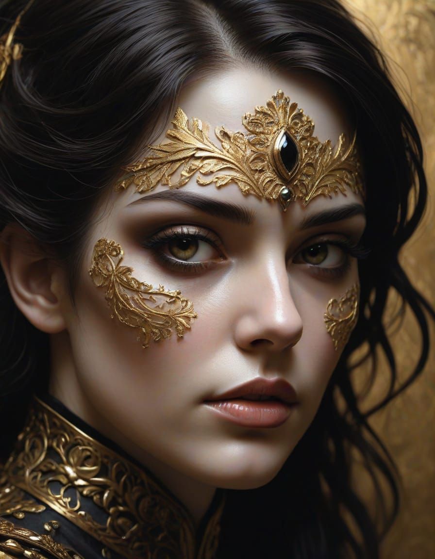 Ethereal Portrait in Golden Chiaroscuro