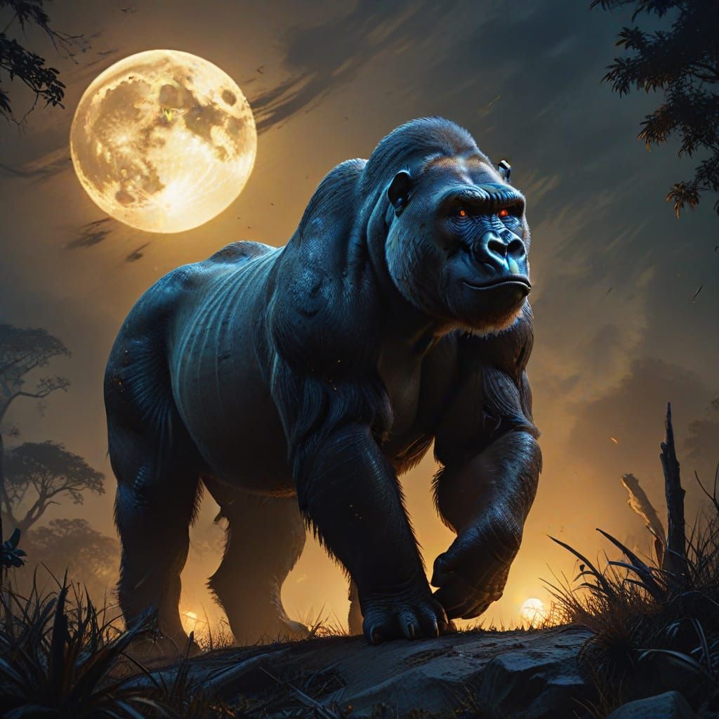 Majestic Gorilla Rhino Hybrid in Oil Painting Style