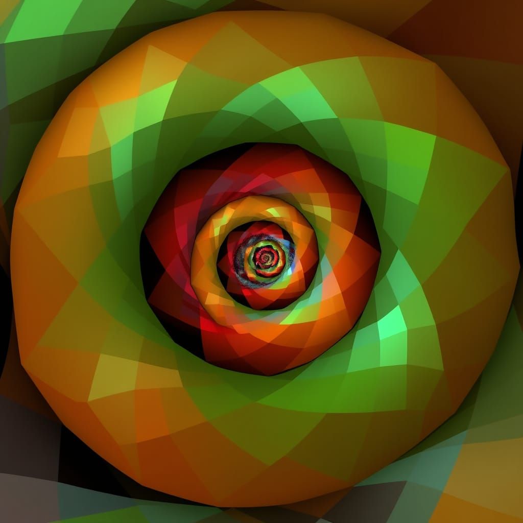 Vibrant Fractal Landscape Unfolds in Fibonacci Spiral