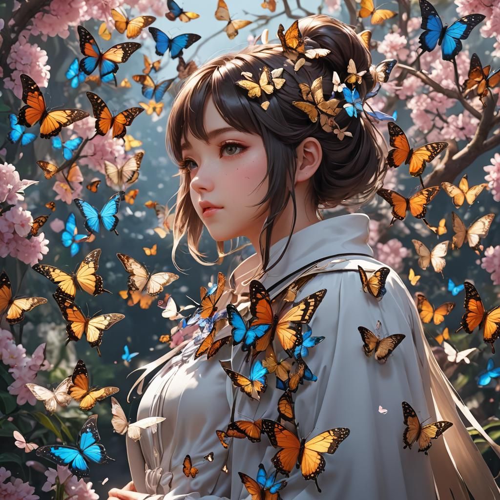 Butterfly Love in 3D Anime Style