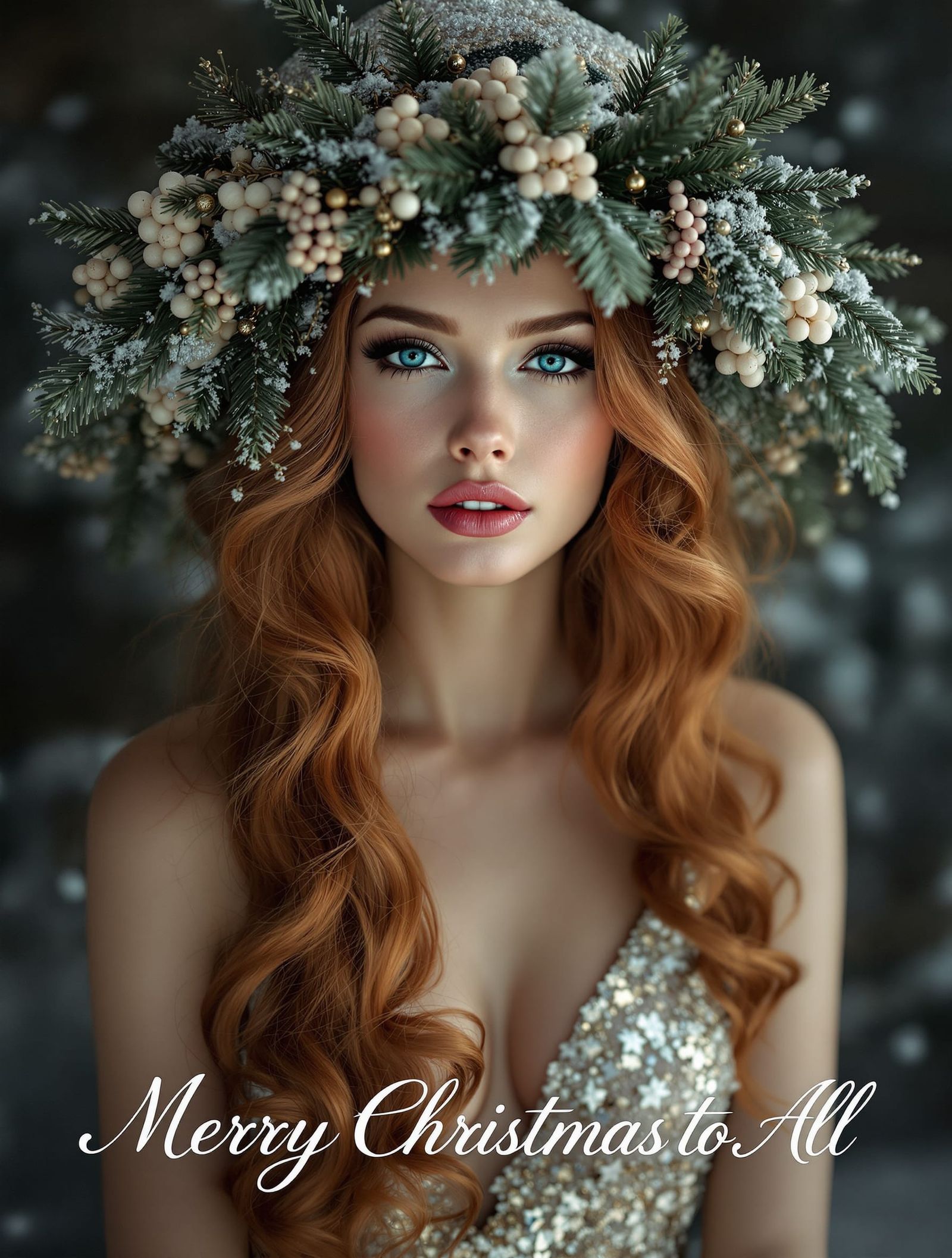 Neo-Noir Christmas Fashion Editorial Portrait