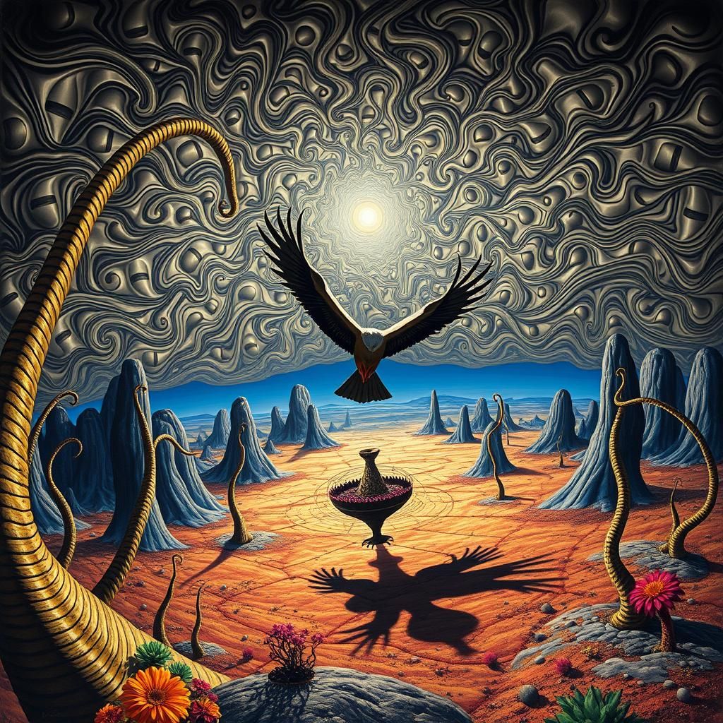 Surreal Landscape with Elastic Flora in Dali Style
