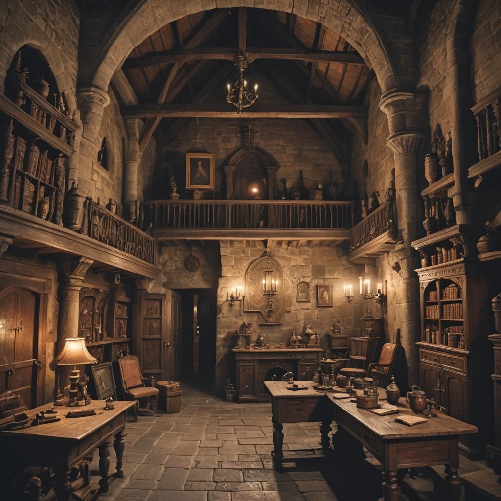 Medieval Lair Chambers with Antique Furniture