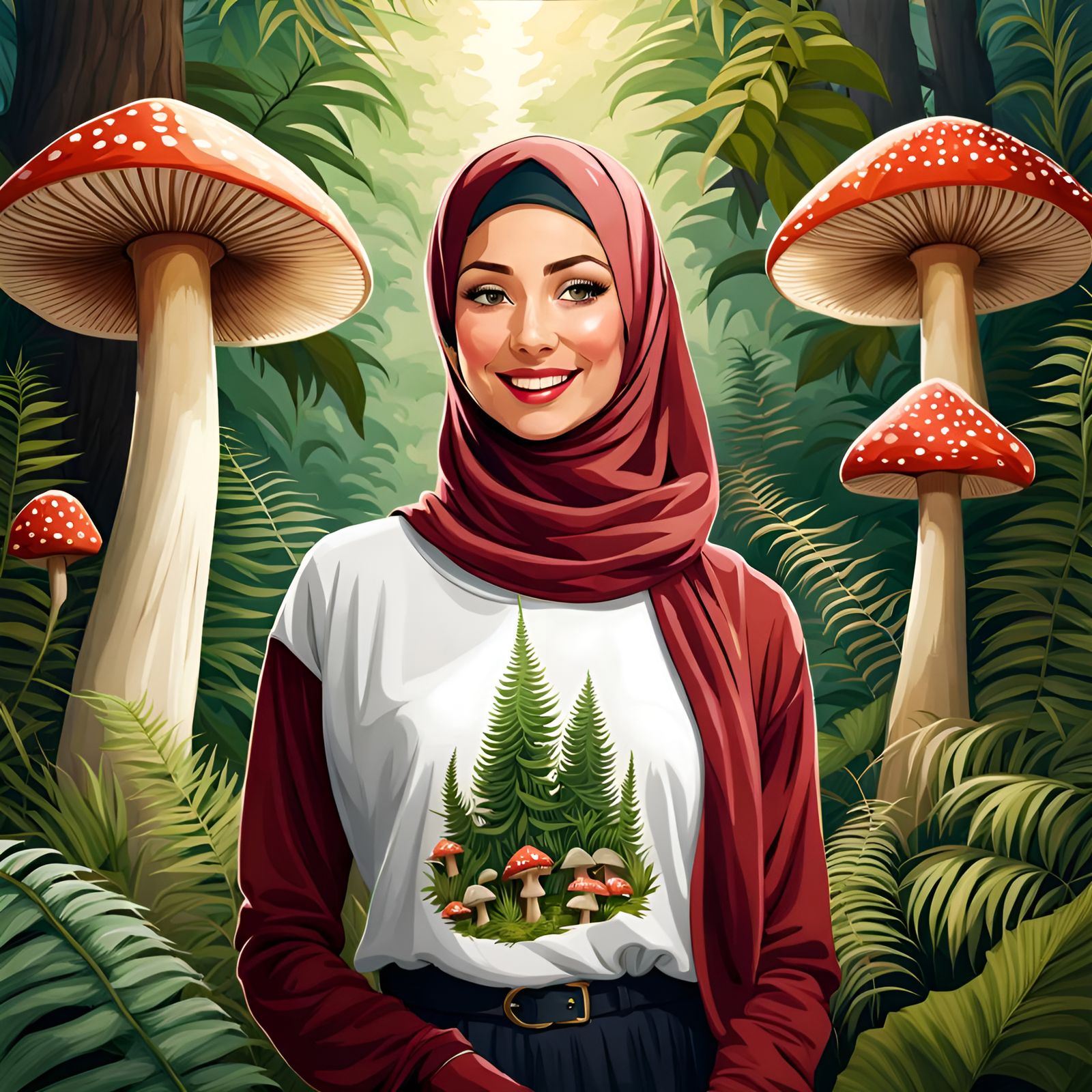 Woman in Hijab Exploring Mystic Garden