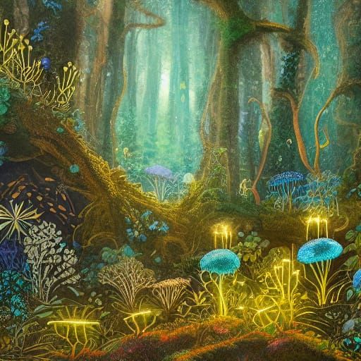 Magical Bioluminescent Forest Floor Concept Art