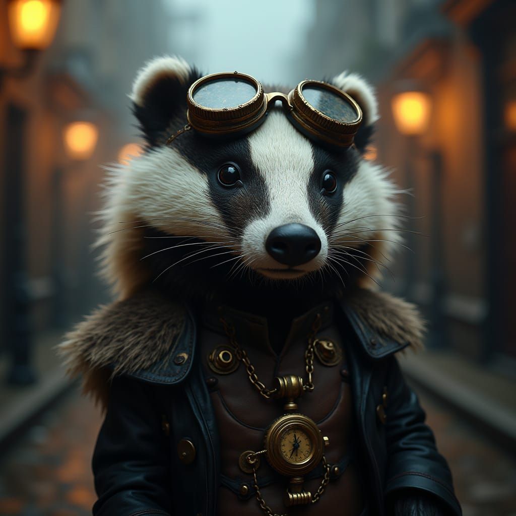 Steampunk Badger in Victorian London