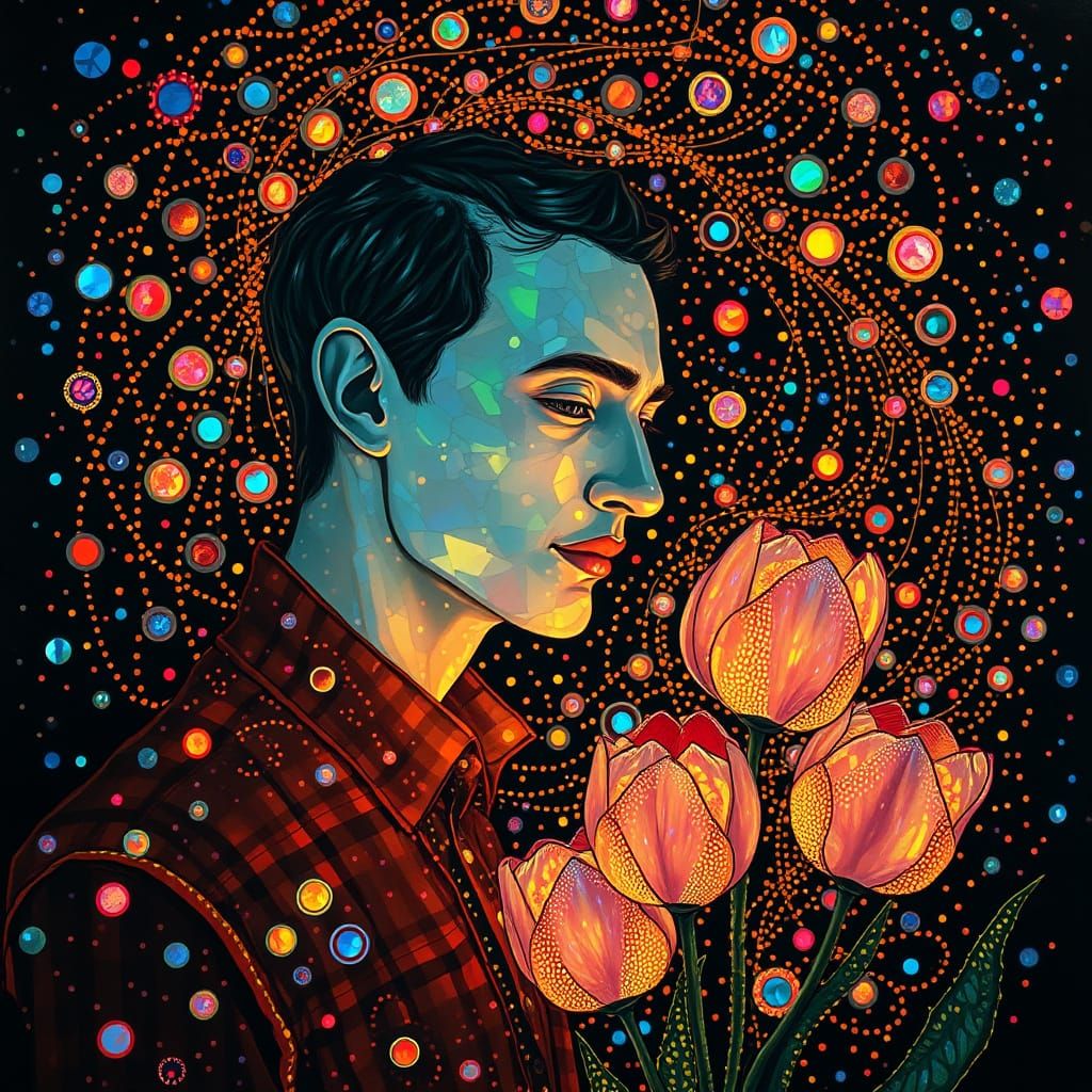 Dreamlike Encounter with Iridescent Opal and Whirling Spirit