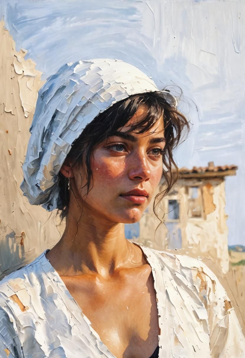 Impasto Portrait of Young Woman