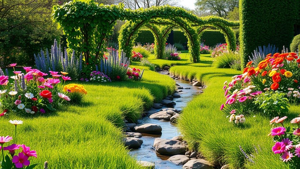 English Garden with Blooming Flowers, Award Winning Photogra...