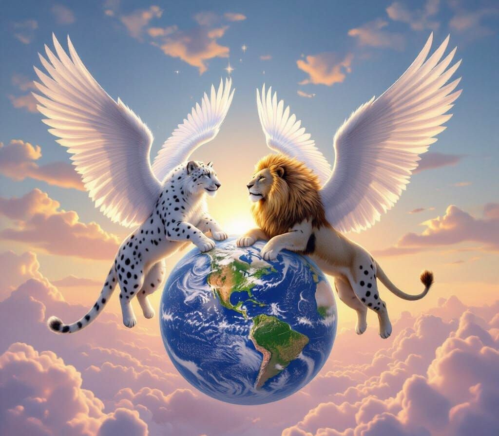 Snow Leopard and Lion Angels Save Earth