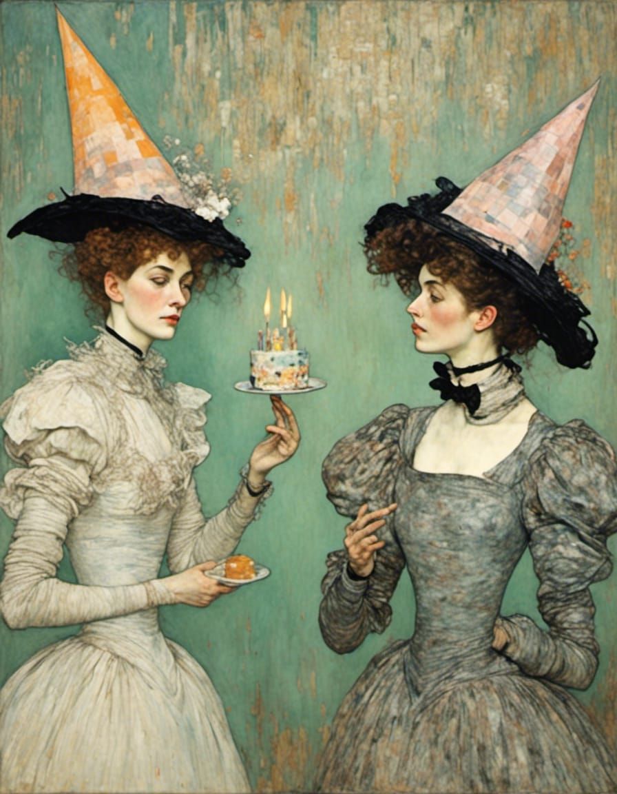 Ghosts' Birthday Party in Klimt Style