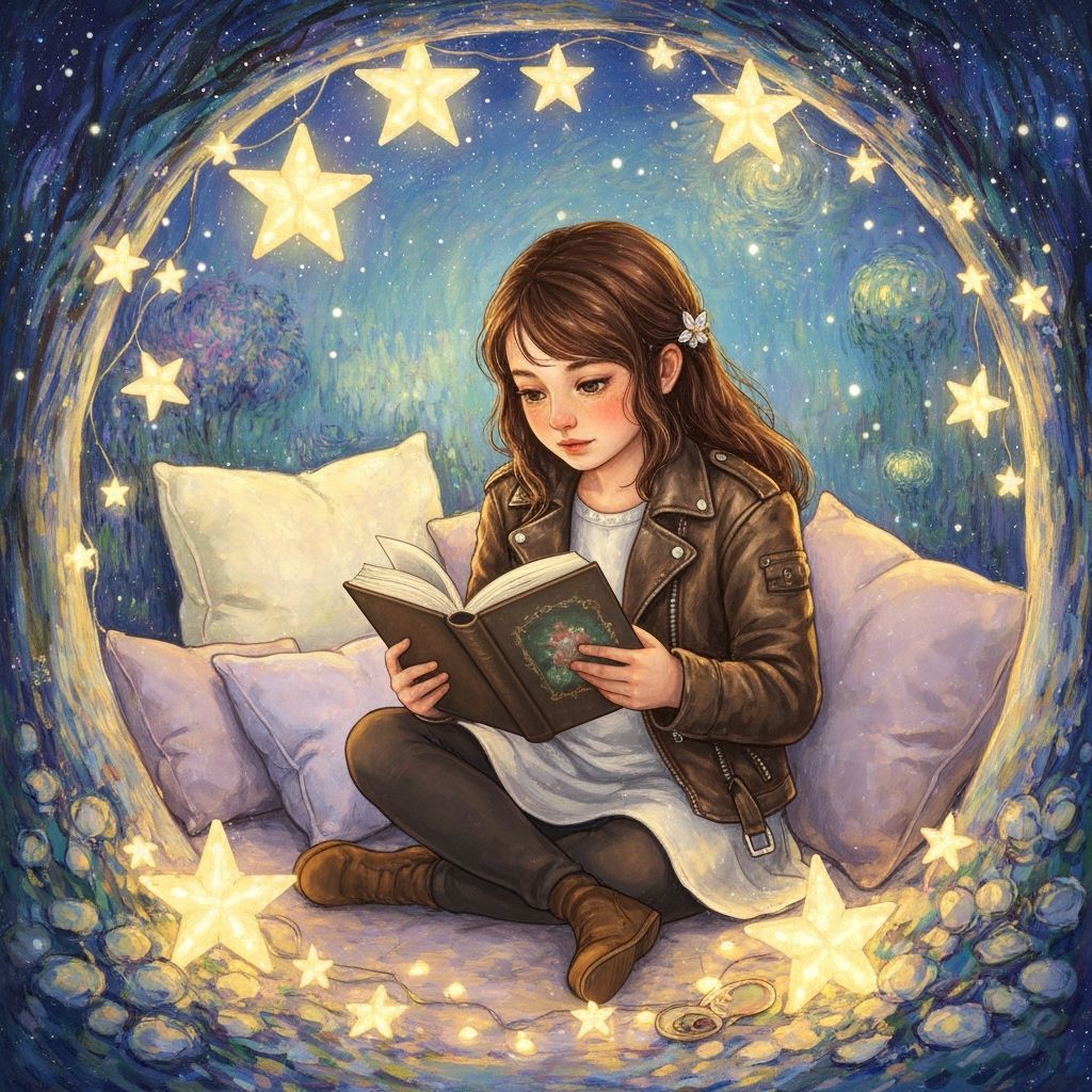 Girl Reads in Dreamy Cosmic Reading Nook
