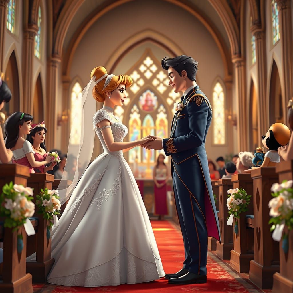 Disney Royalty Exchange Vows in Whimsical Church Chapel