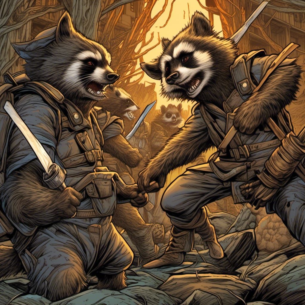 Raccoons and Possums Civil War: Comic Book Art