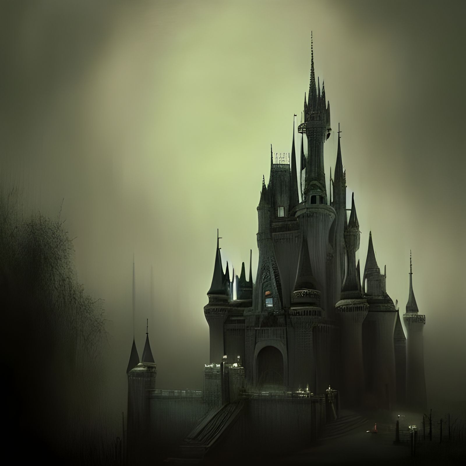 Haunted Cinderella Castle in Horror Style