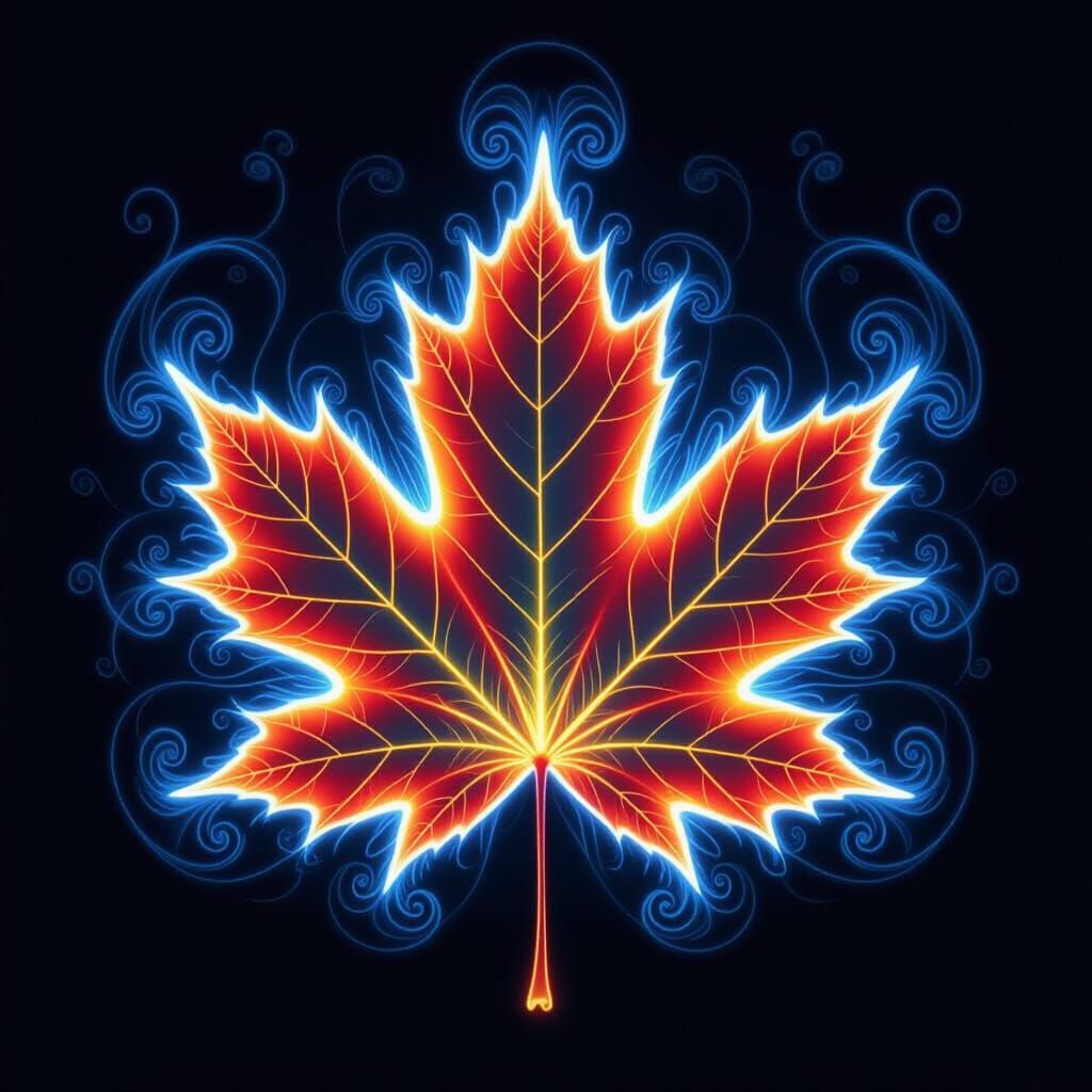 Ethereal Maple Leaf Energy Field in Vibrant Colors