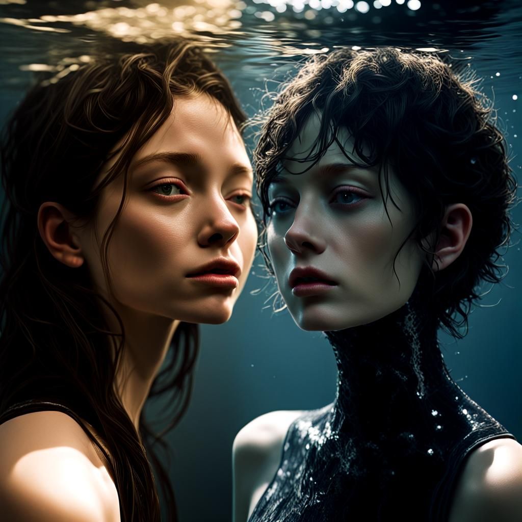 Mysterious Figure Embracing Light and Dark