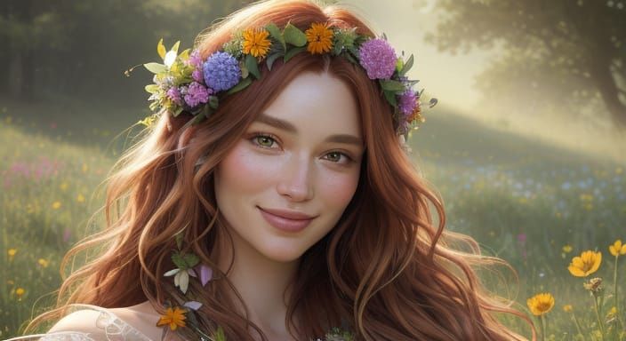 Zoey the Boho Spring Faerie With Wildflower Wreath