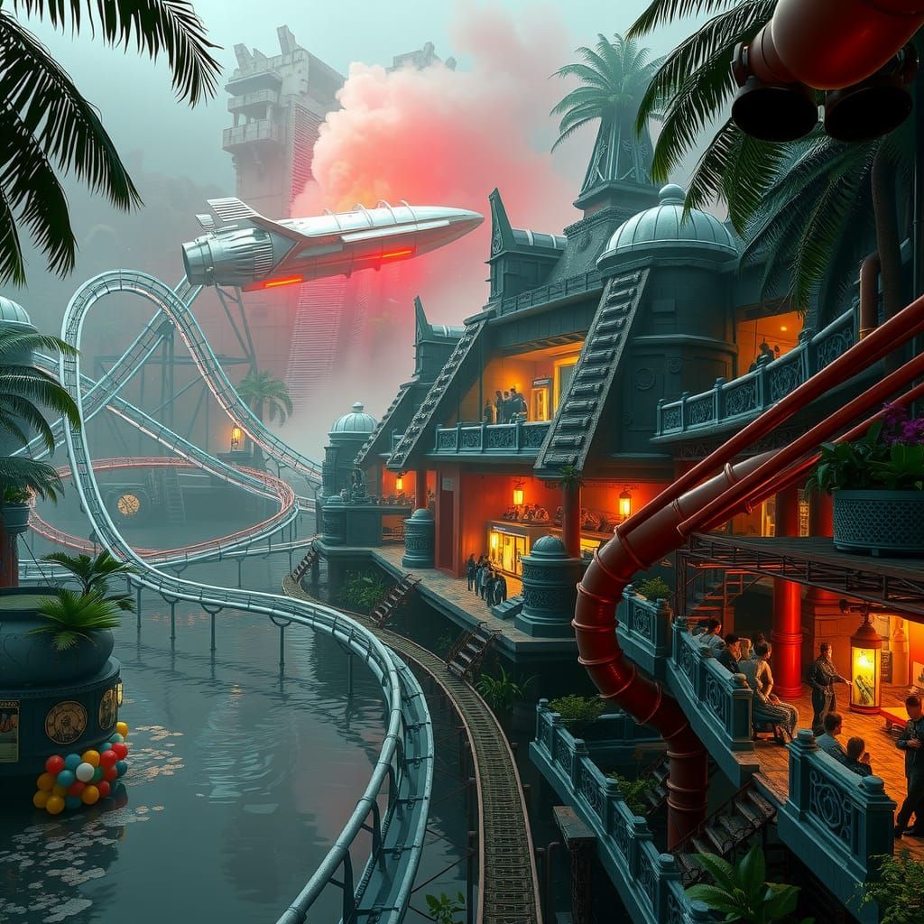 Aztec Temples Meet Steampunk in Futuristic Rainforest