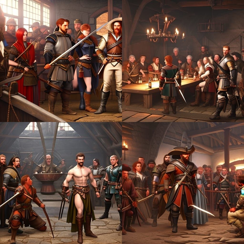 Fantasy Ranger Telling Story in Tavern, Digital Art