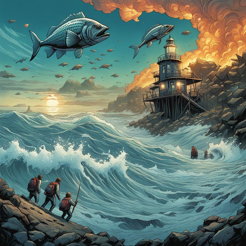Fish People Invade the Coast: Comic Book Art