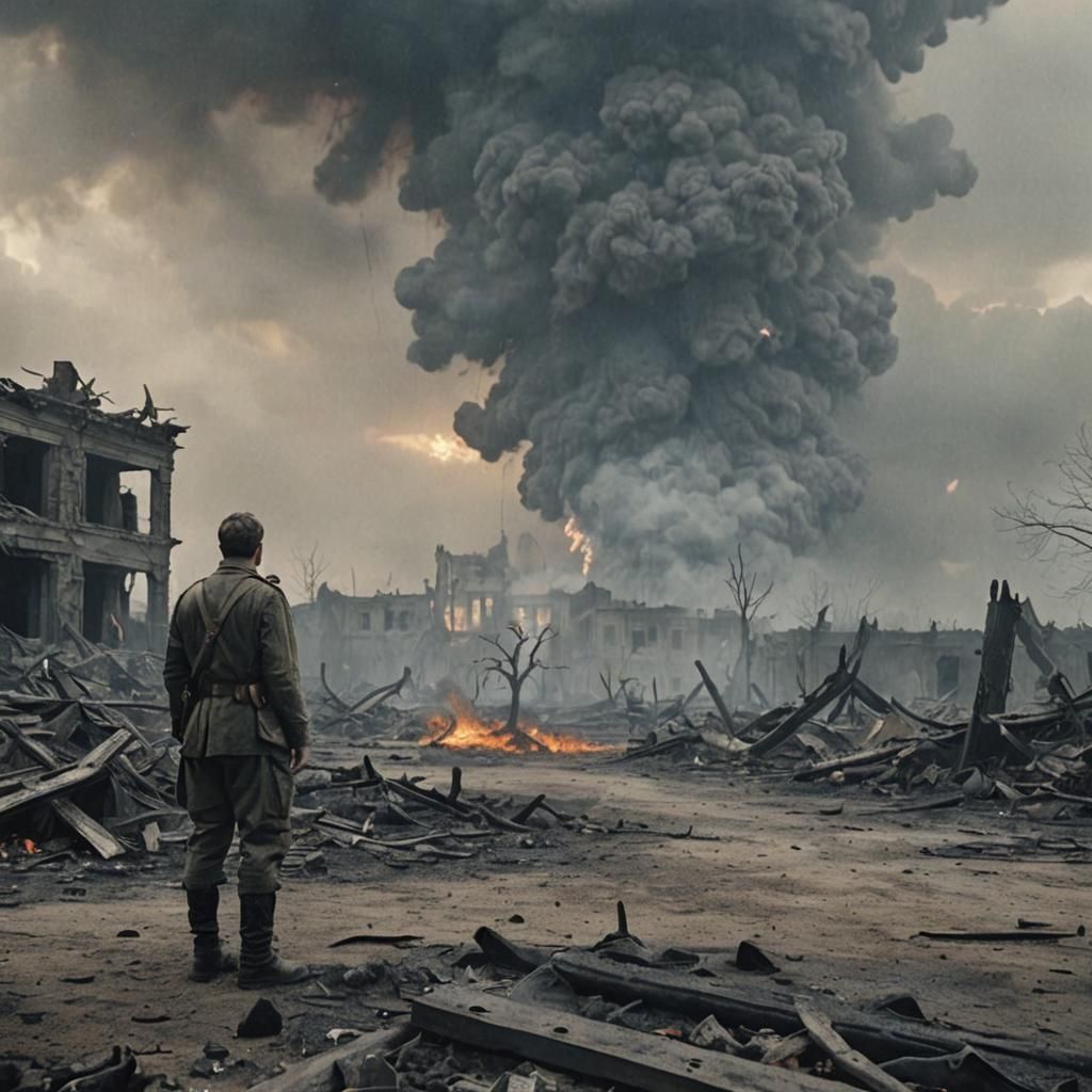 Man Surveys Battlefield After Hollow Victory