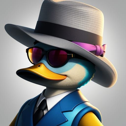Majestic Duck in Sunglasses with Fedora