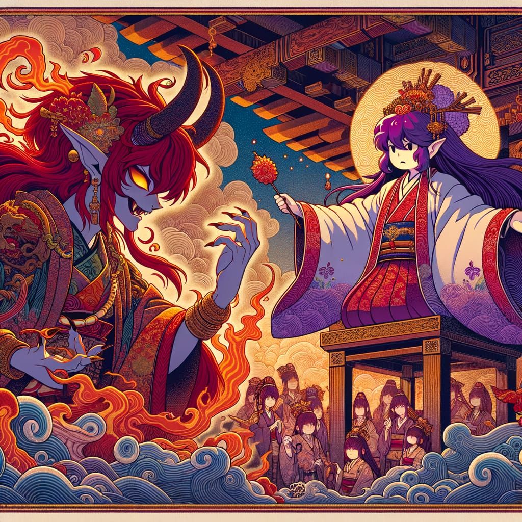 Demonic Character and Genie Unite in Ceremonial Art