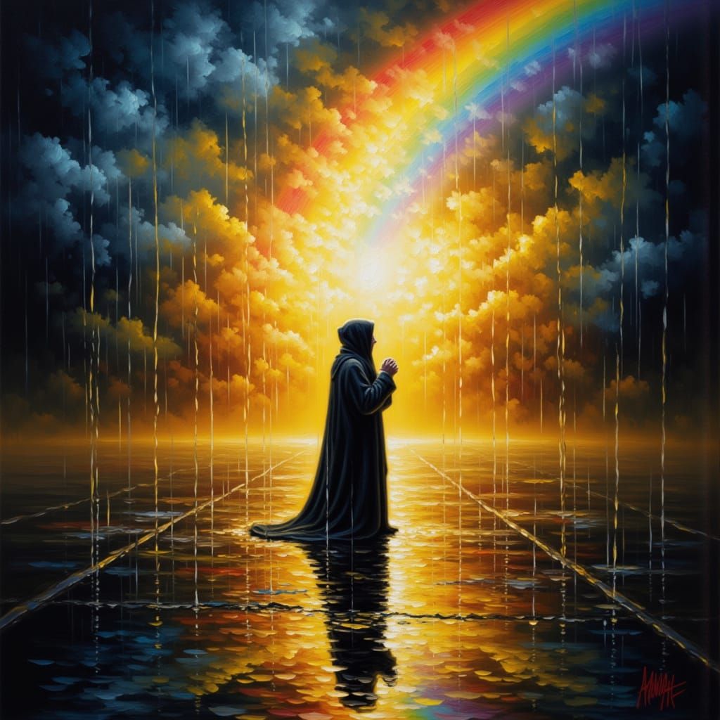 Radiant Light After Storm, Romantic Oil Painting