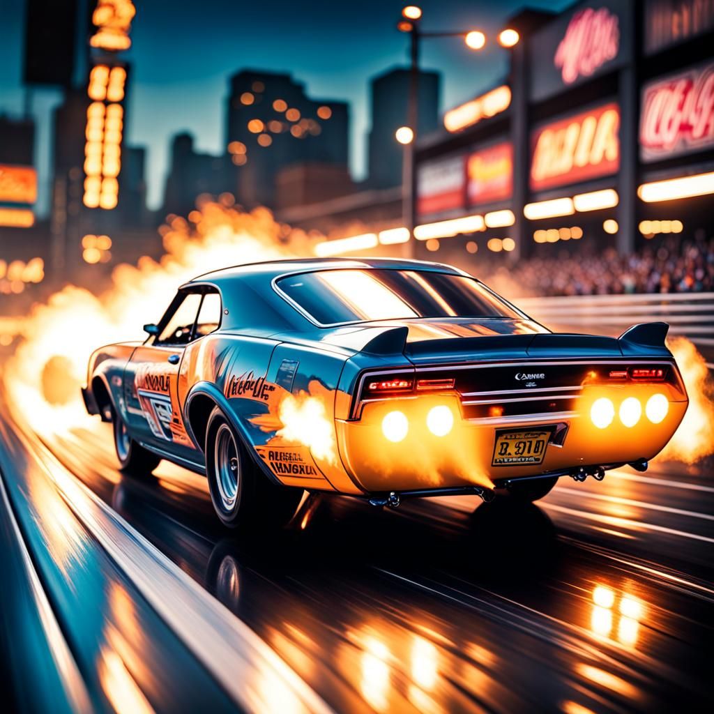 Dynamic Drag Racing Comic Book Art