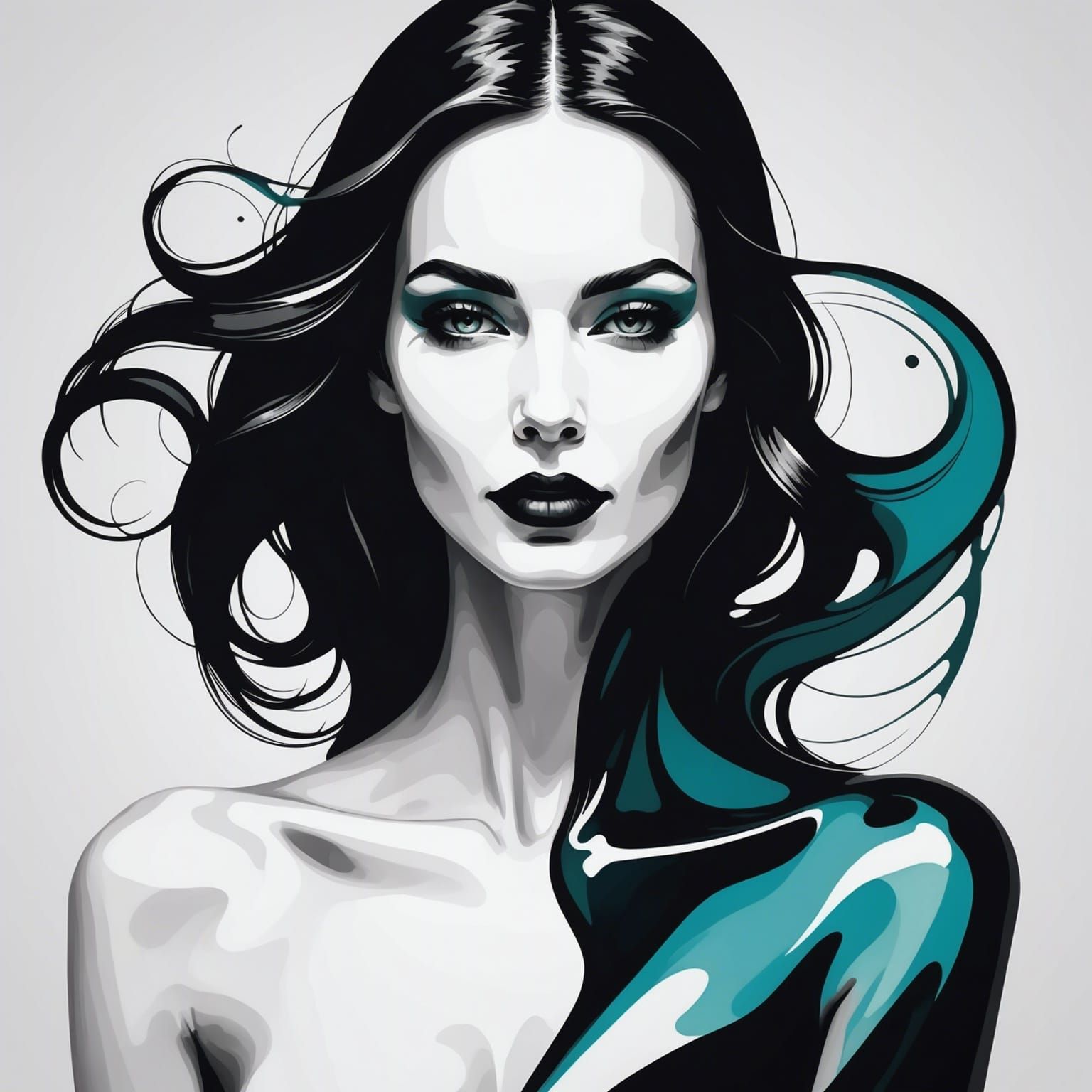 Minimalist Vector Art of Abstract Woman in Black Ink