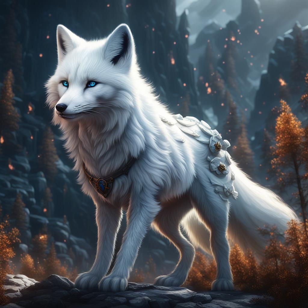 Armored White Fox: Detailed Fantasy Concept Art