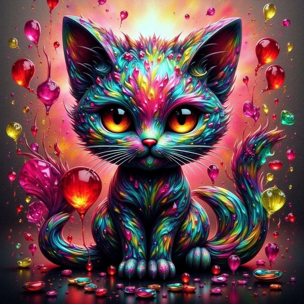 Vibrant Kitten in Graffiti Art Style