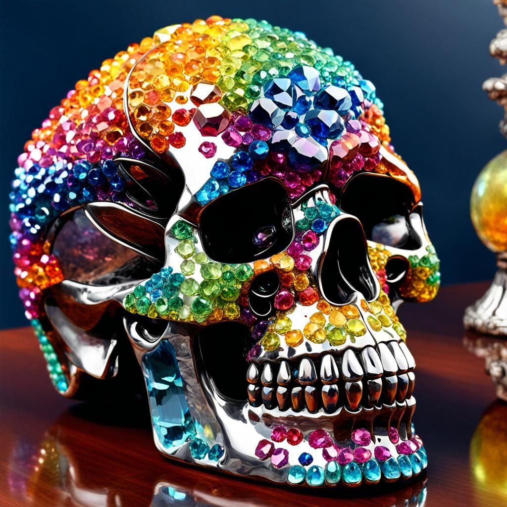 Reflective Rainbow Crystal Skull Treasure: Graffiti Art
