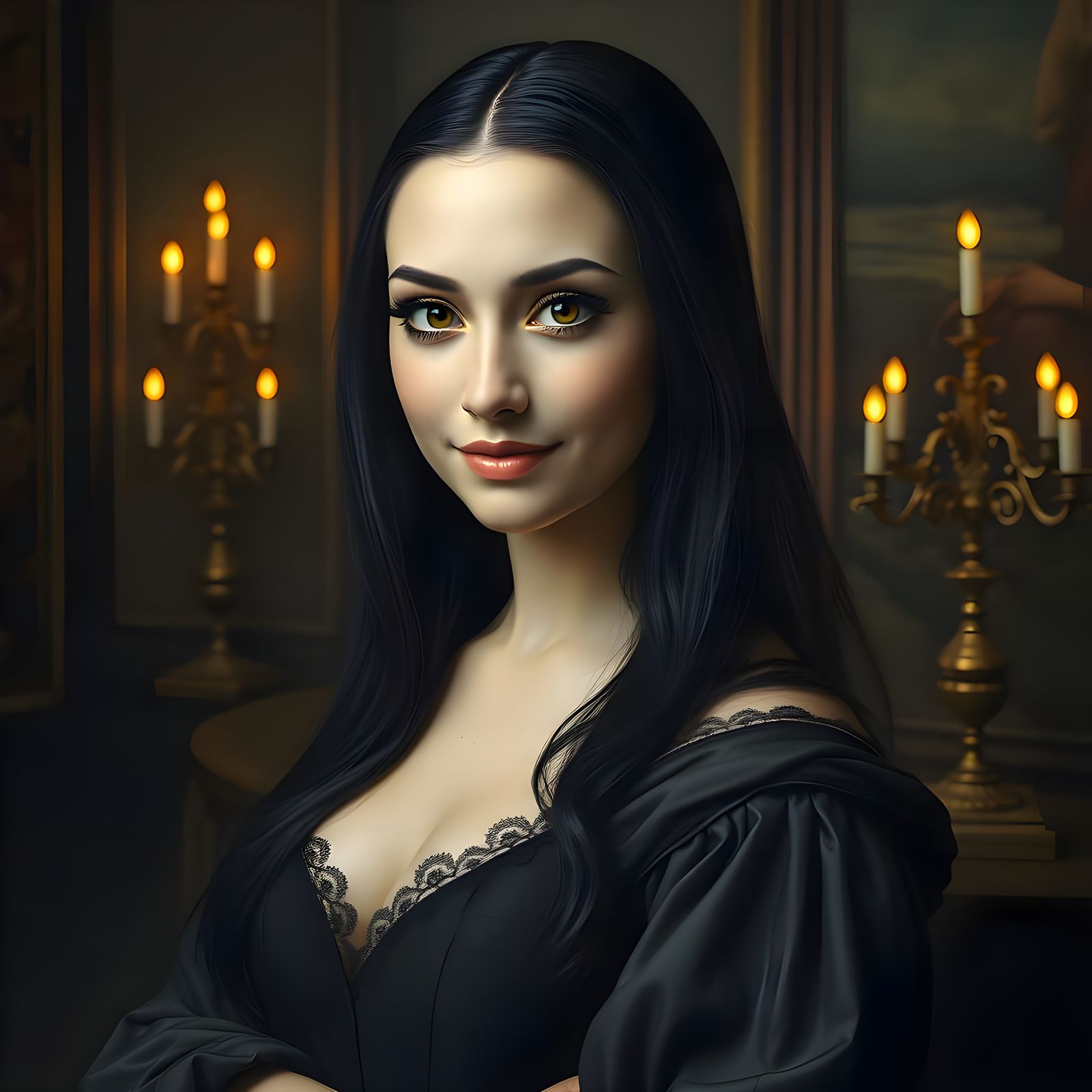 Enigmatic Renaissance Woman in Dark Gothic Attire
