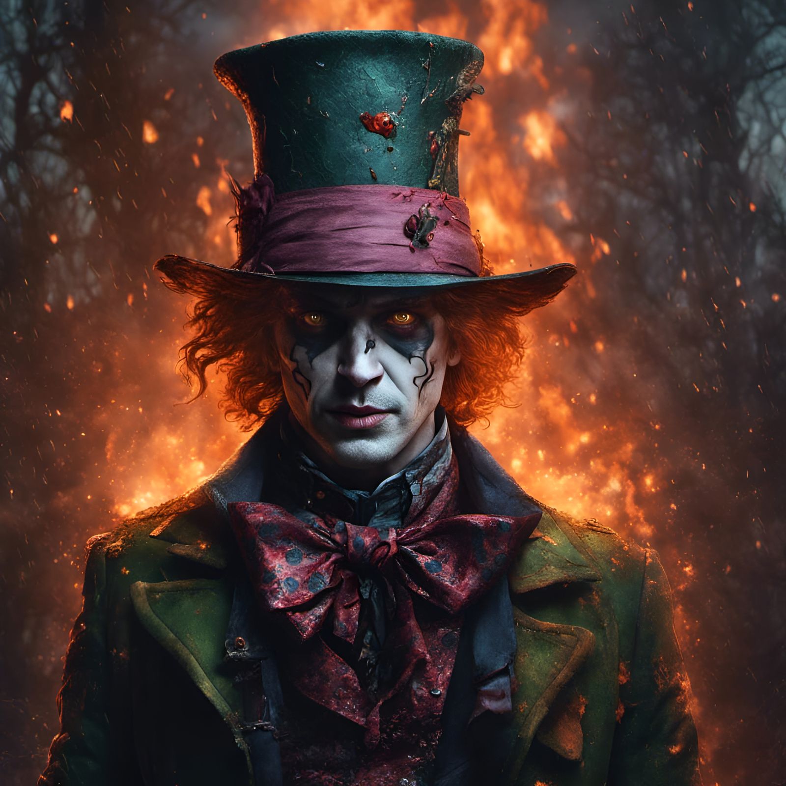 The Mad Hatter on fire