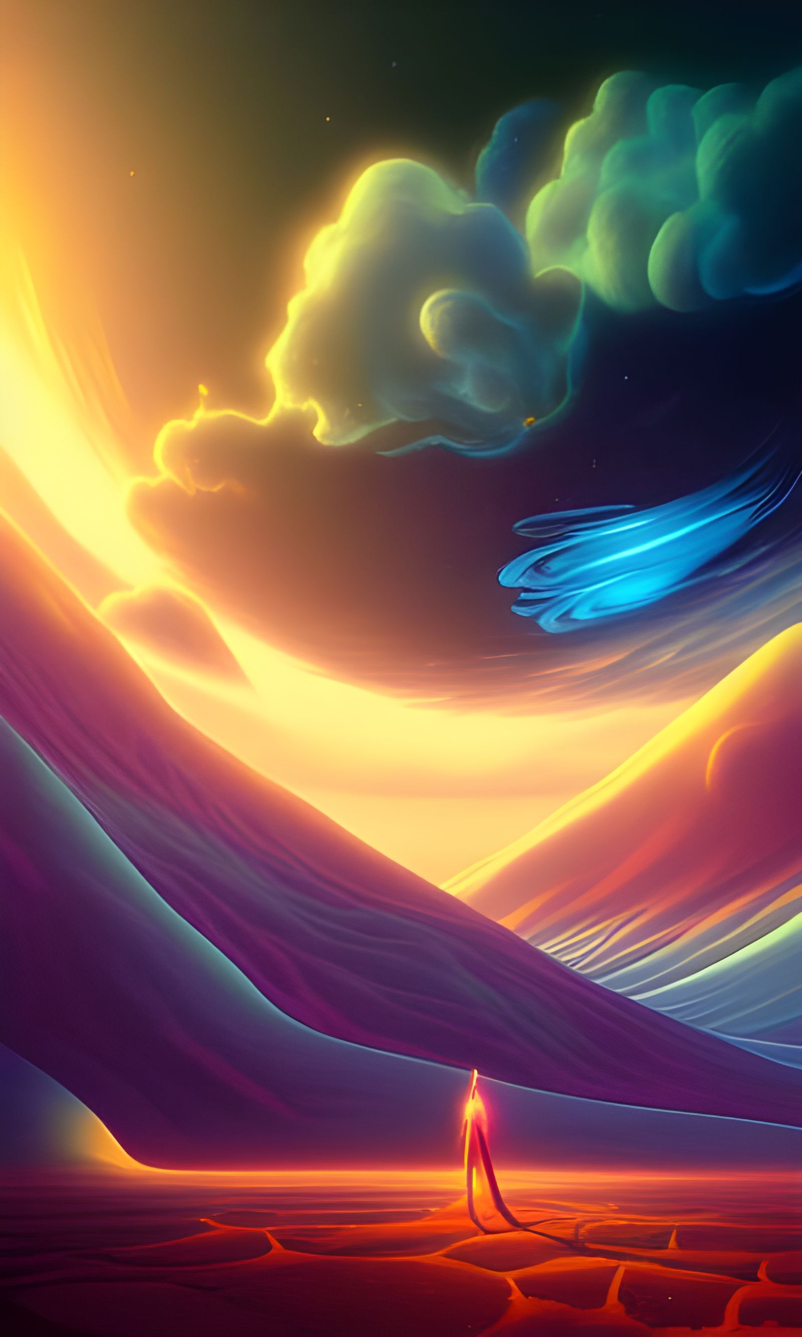 Vibrant Cosmic Landscape with Parallax Effects