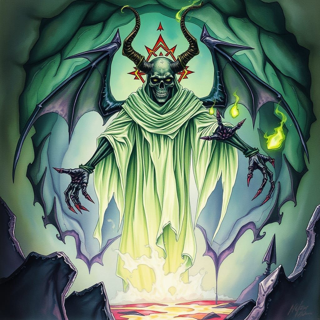 Phantom Warlock in Occult Watercolor Style