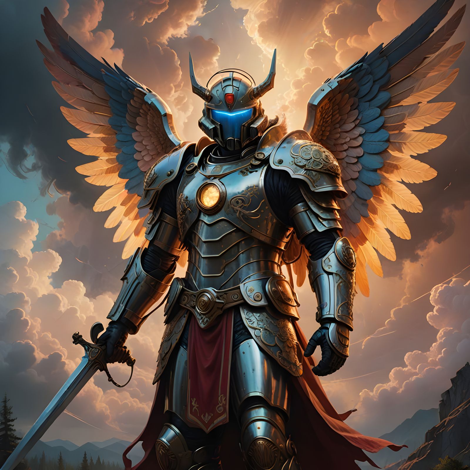 Hyperrealistic Guardian Angel in Vibrant Splash Art Style