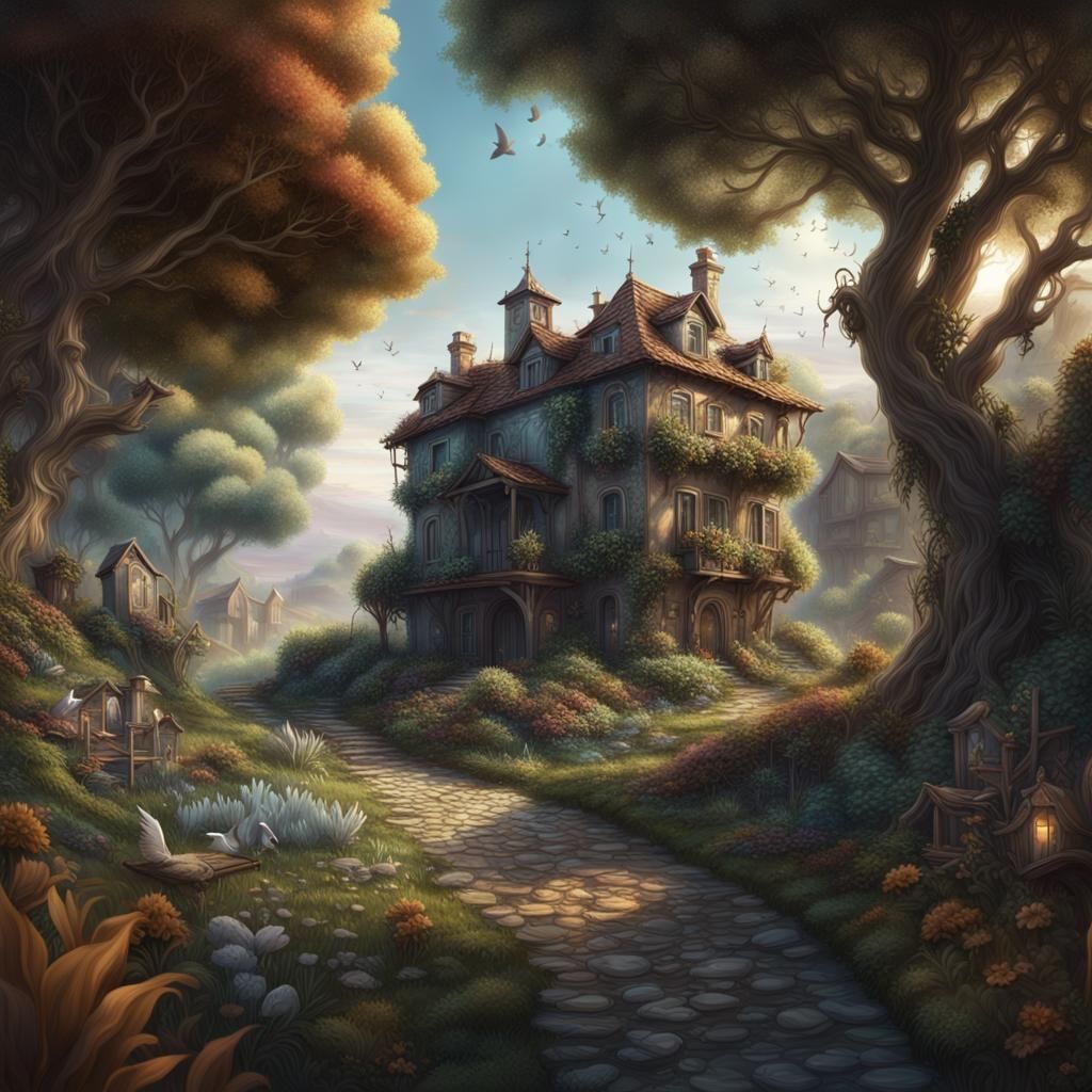 Detailed Matte Painting of Iridescent Home