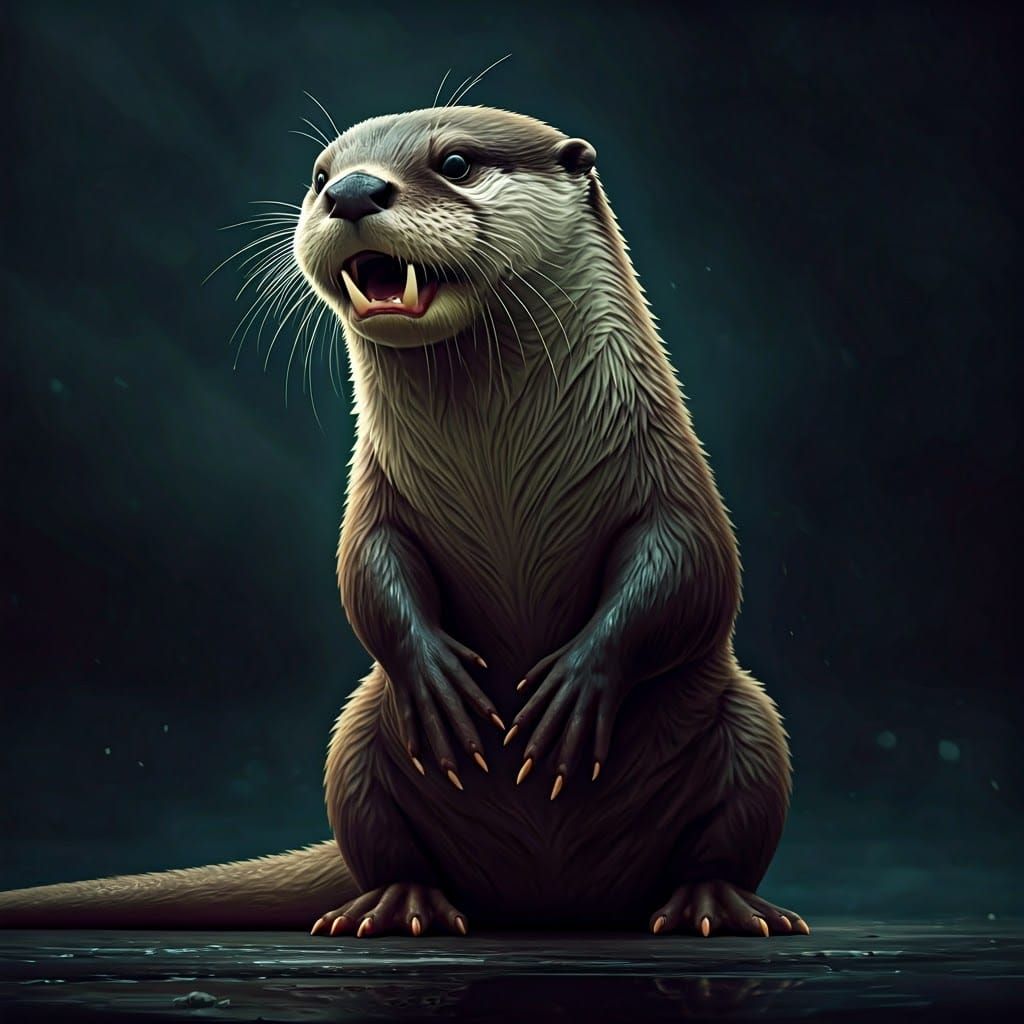 Frightening Muscular Otter with Claws