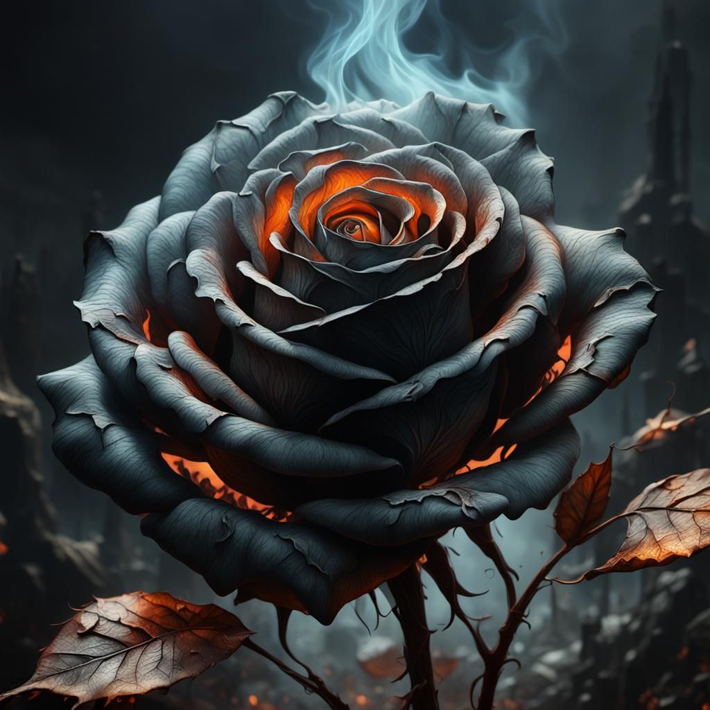 Fiery Rose: A Dystopian Art Nouveau Matte Painting
