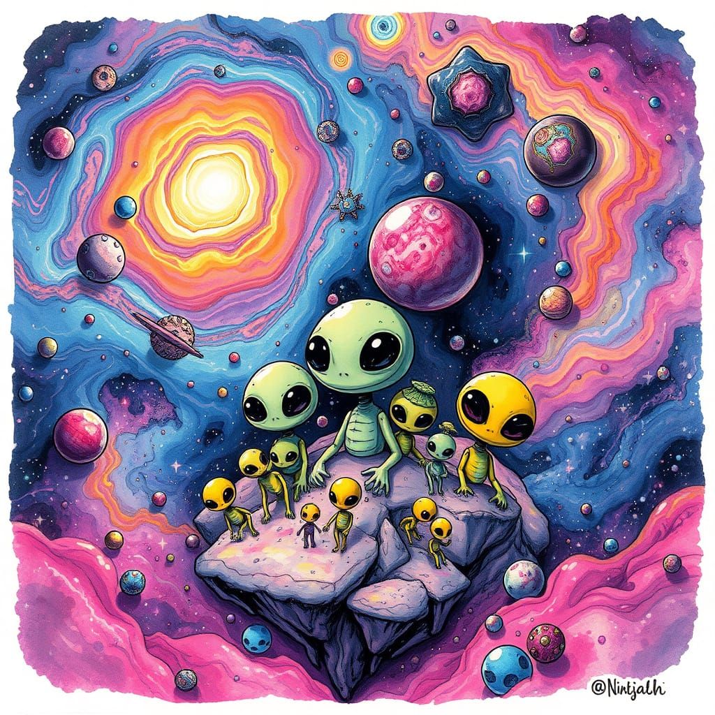 Ethereal Cosmic Civilization in Vibrant European Modern Styl...