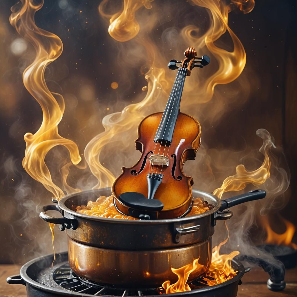 Fiddle Plays Itself in Deep Fryer: Surreal Macro