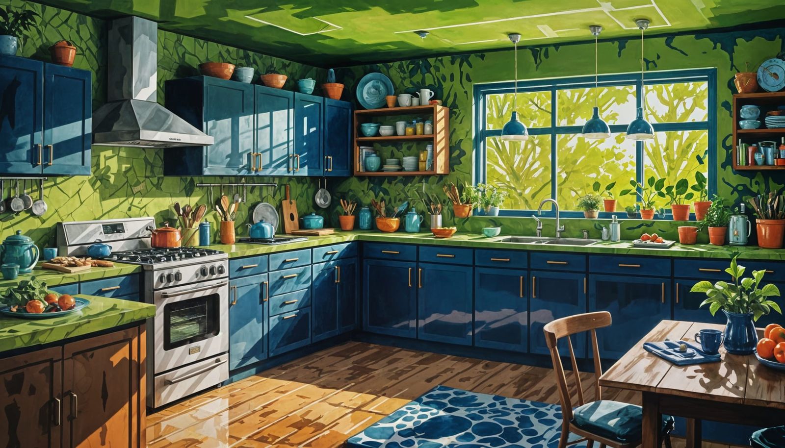 Modern Kitchen Concept Art in Comic Book Style