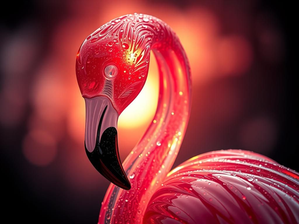 Crystal Flamingo in Ethereal Sunset Light