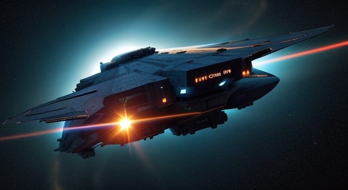 Cinematic Freighters Drift Through Cosmic Space