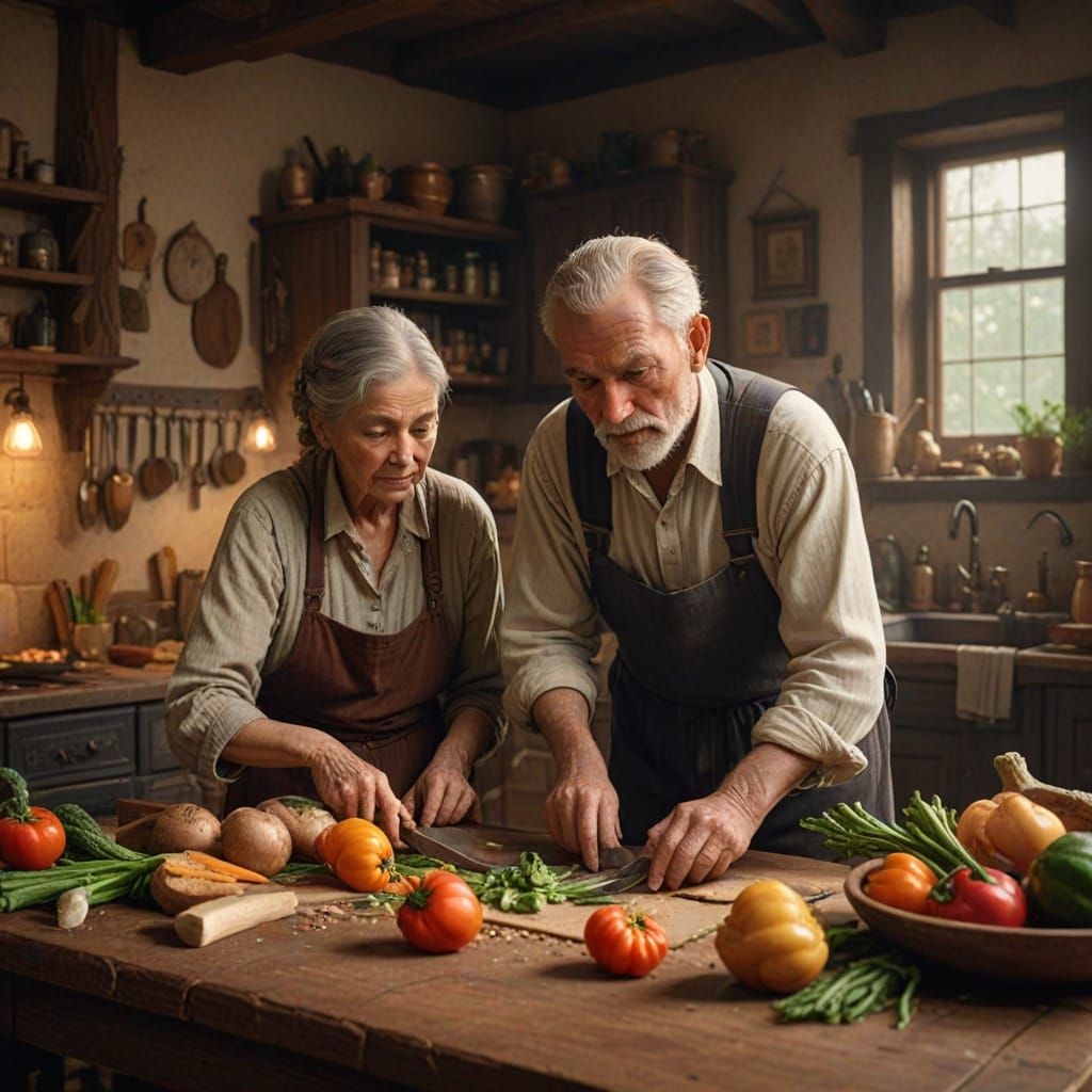 Warmly Lit Kitchen Scene in Earthy Tones