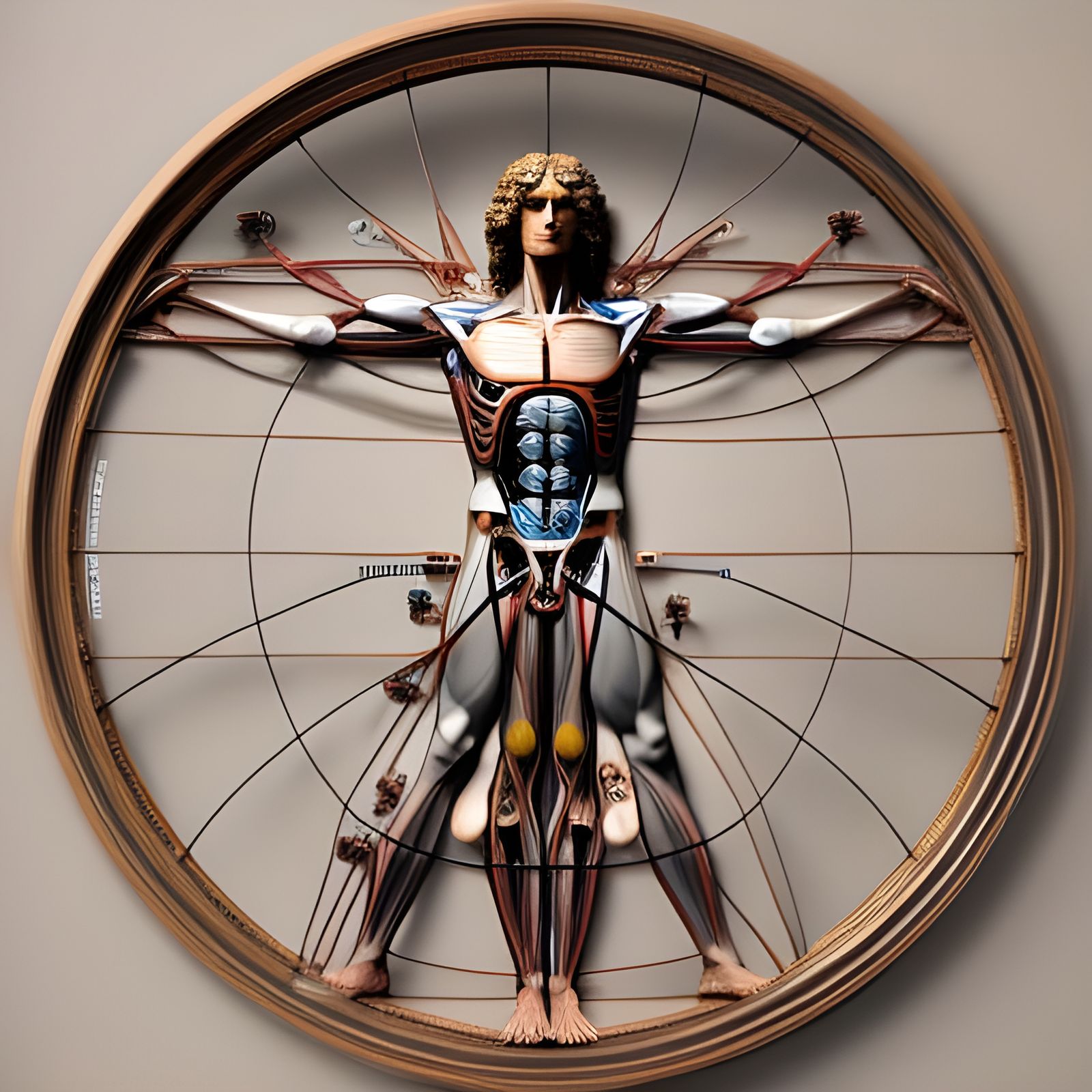 Futuristic Vitruvian Man in Holographic Astral Style