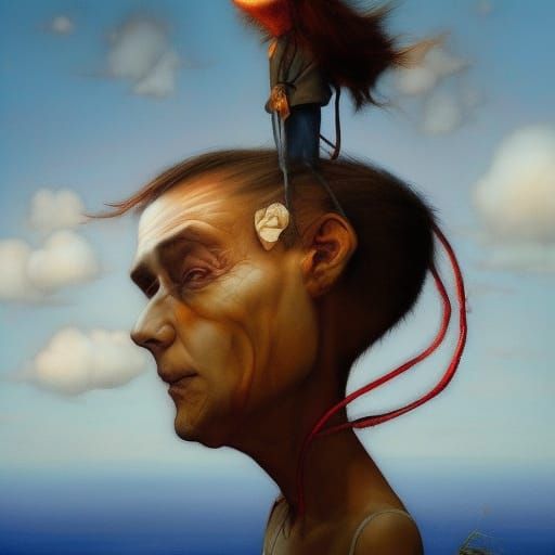 Surreal Dark Fantasy Figures in Ethereal Dreamscape